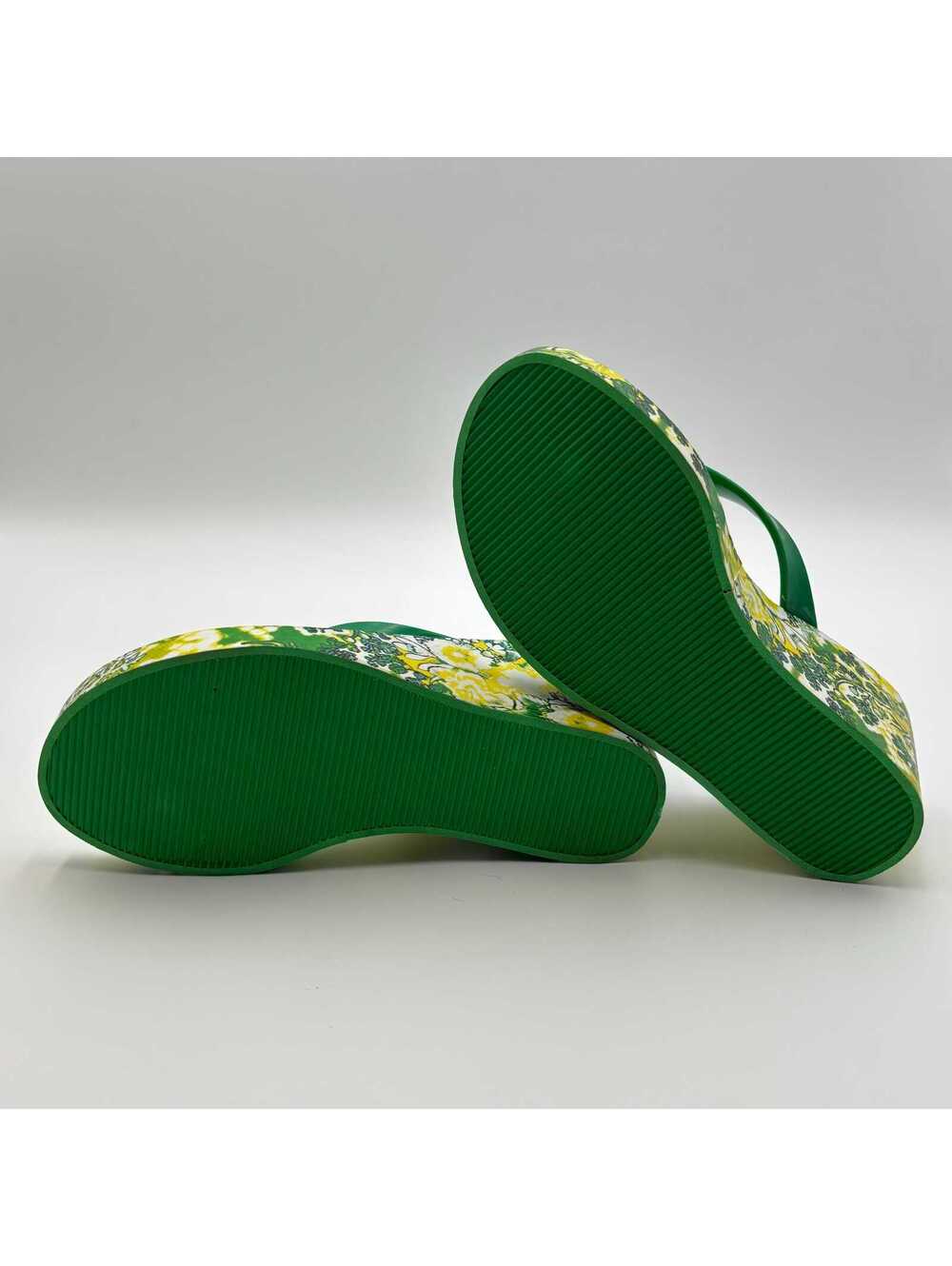 Just Cavalli Green Floral Wedge Flip Flop Sandals 37 - Picture 5 of 6